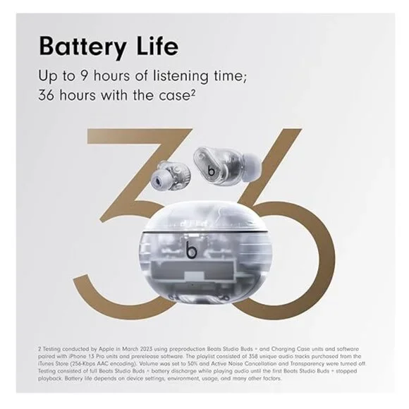 NEW Beats Studio Buds + | True Wireless Noise Cancelling Earbuds - Transparent - Picture 4 of 11